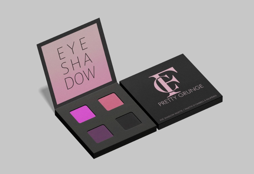 Création d’un packaging pour palette de maquillage eyeshadow avec logotype personnalisé